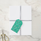 Zilveren sterren op turquoise cadeaulabel (Met Touw)