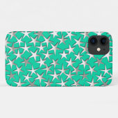 Zilveren sterren op turquoise Case-Mate iPhone case (Achterkant (horizontaal))