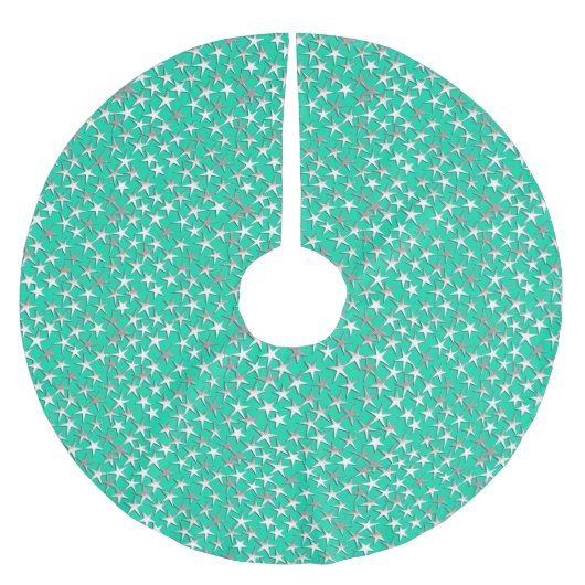 Zilveren sterren op turquoise kerstboom rok (Voorkant)