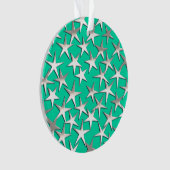 Zilveren sterren op turquoise ornament (voorkant)