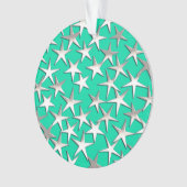 Zilveren sterren op turquoise ornament (voorkant)