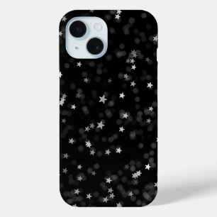Zilveren sterren op zwart iPhone 15 case