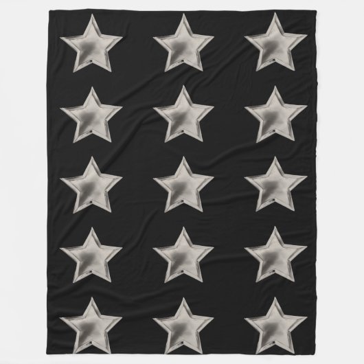 Zilveren sterren op zwarte fleece deken (Voorkant)