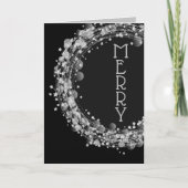 Zilveren sterren op zwarte kerst feestdagen kaart (Voorkant)