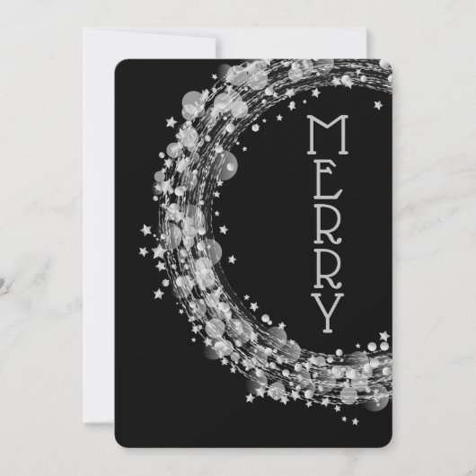 Zilveren sterren op zwarte kerst, niet-foto feestdagenkaart (Voorkant)