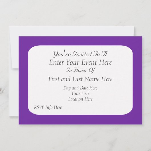 Zilveren Sterren Paarse Feest Uitnodiging (Achterkant)