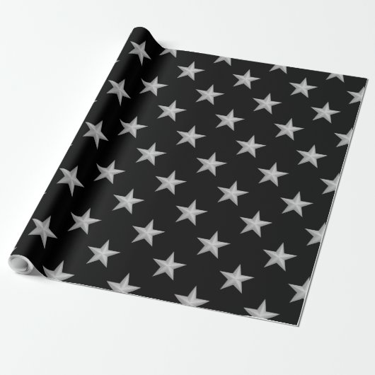 Zilveren Sterren Patroon Cadeaupapier (Uitgerold)
