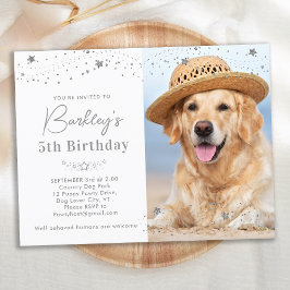 Zilveren sterren Persoonlijke foto's foto's gepers Uitnodiging Briefkaart