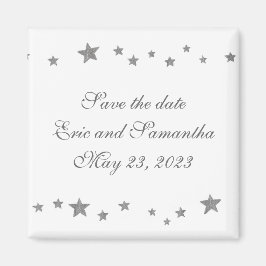 Zilveren sterren rand, Save de datum bruiloft magn Magneet