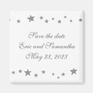 Zilveren sterren rand, Save de datum bruiloft magn Magneet
