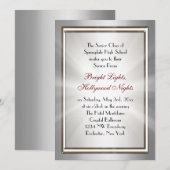 Zilveren Sterren Schijnwerper Galavond Uitnodiging (Voorkant / Achterkant)