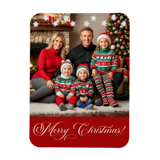 Zilveren Sterren Speciale Kerst Familie Foto Magneet (Verticaal)