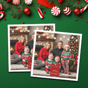Zilveren Sterren Speciale Kerst Familie Foto Servet