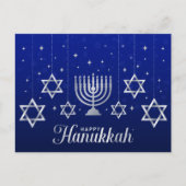 Zilveren sterren van David Menorah Happy Hanukkah Briefkaart (Voorkant)