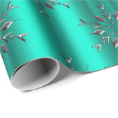 Zilveren sterren voor Blauwgroen Kerstmis Cadeaupapier (Rol Hoek)