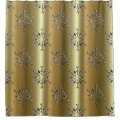 Zilveren sterren voor gouden kerst douchegordijn (Voorkant)