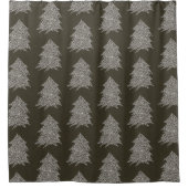 Zilveren sterren Zwarte Kerstboom Douchegordijnen (Voorkant)