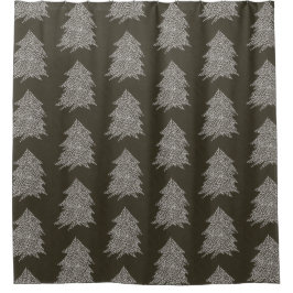 Zilveren sterren Zwarte Kerstboom Douchegordijnen