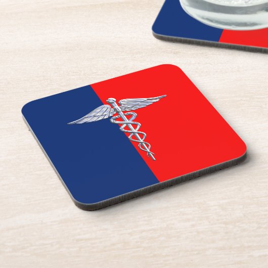 Zilveren Stijl Caduceus Medisch Symbool Liga Drankjes Onderzetter (Linkerzijde)