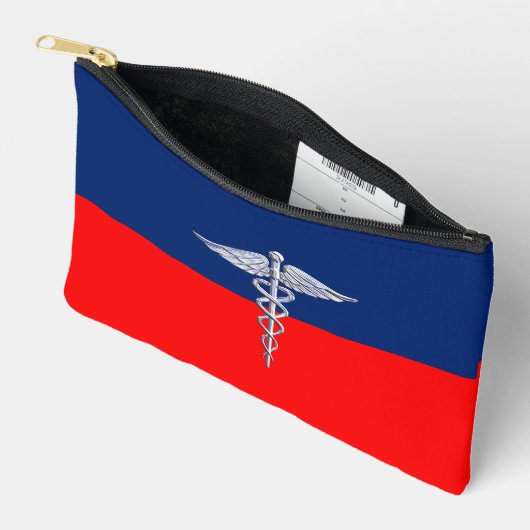 Zilveren Stijl Caduceus Medisch Symbool Liga Etui (Open)