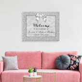 Zilveren & Stijlvolle Glitter Bruiloft Welkom Canvas Afdruk (Insitu (Woonkamer))