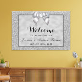 Zilveren & Stijlvolle Glitter Bruiloft Welkom Canvas Afdruk (Insitu (Woonkamer))