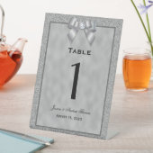 Zilveren & Stijlvolle Glitter Trouwtafel Nummer Reclamebord Met Voetstuk (Insitu)