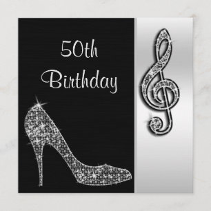 Zilveren Stiletto & Treble Cleft 50e verjaardag Kaart