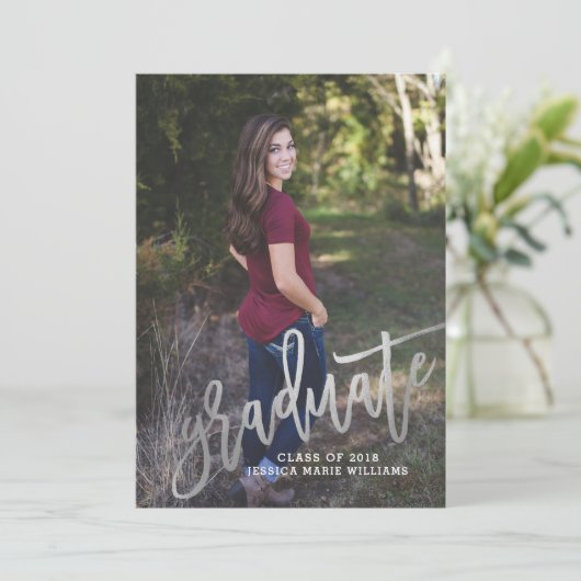 Zilveren Stip Afstudeer Kaarten (Staand voorkant)