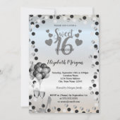 Zilveren Stippen, glas, ballon, zoet 16-partij Kaart (Voorkant)