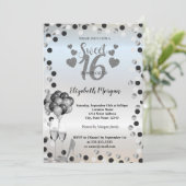 Zilveren Stippen, glas, ballon, zoet 16-partij Kaart (Staand voorkant)