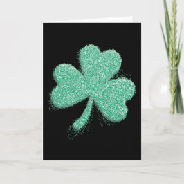 Zilveren Stof Glitter Klaverblad St. Patrick's Day Kaart