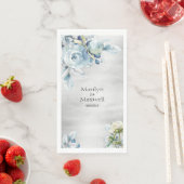 Zilveren Stoffige Blauwe Pioen Bruiloft Lang Diner Servet (Insitu)