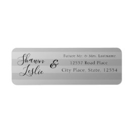 Zilveren strepen Bruiloft retour adres label