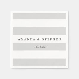 Zilveren strepen bruiloft servetten