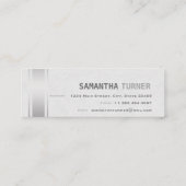Zilveren Strepen Wit Leder Professioneel Custom Mini Visitekaartje (Achterkant)