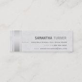 Zilveren Strepen Wit Leder Professioneel Custom Mini Visitekaartje (Achterkant)