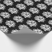 Zilveren strikken op zwart inpakpapier (Hoek)