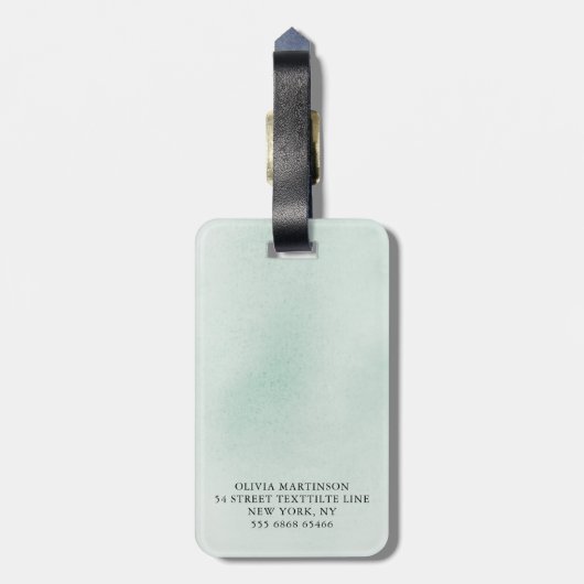 Zilveren Succulenten Groene Monogram Bagage Label (Achterkant verticaal)