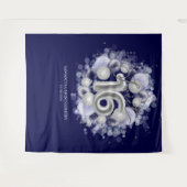 Zilveren Sweet 16 verjaardagsballonnen Koningsblau Wandkleed (Voorkant (horizontaal))