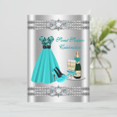 Zilveren Sweet Sixteen jurk 5x7 uitnodiging (Staand voorkant)