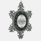 Zilveren Swirly Lijst 25e bruiloft Jubileum Tin Sneeuwvlok Ornament (Links)