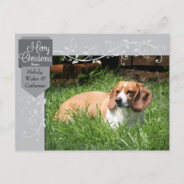 Zilveren Tab en Bloemen Kerst Foto Kerstkaart Feestdagenkaart