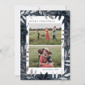 Zilveren takken 2 foto Kerstmis Feestdagenkaart (Voorkant)