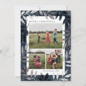 Zilveren takken 3 foto Kerstmis Feestdagenkaart (Voorkant)