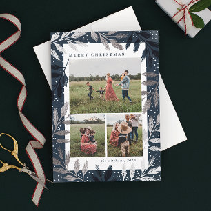 Zilveren takken 3 foto Kerstmis Feestdagenkaart