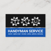 Zilveren Tandwiel Handyman Tools Icon Visitekaartje (Voorkant)