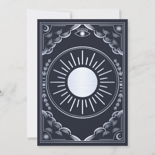 Zilveren Tarot Gotische Trouwfoto Save the Date Kaart (Achterkant)