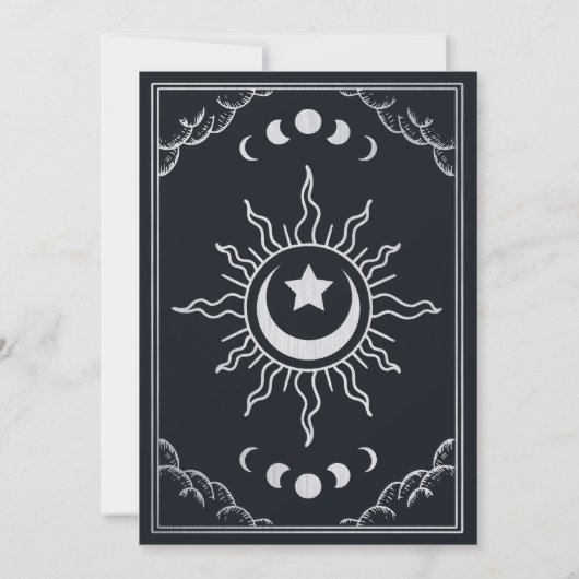 Zilveren Tarot Witchy Sweet 16 Verjaardagsfeest Kaart (Achterkant)