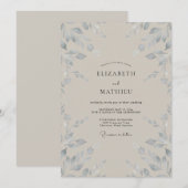 Zilveren Taupe Blad Bruiloft Kaart (Voorkant / Achterkant)